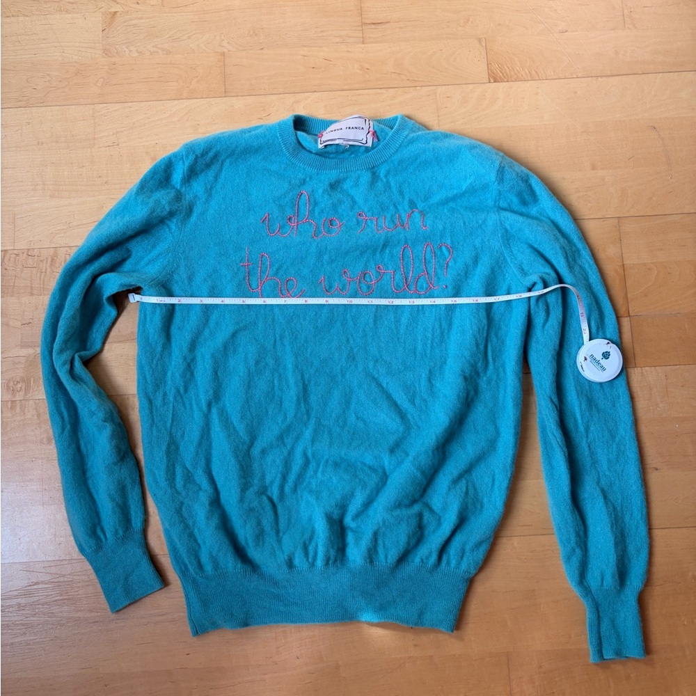 Lingua Franca “Who run the world” sweater cashmere cable stitched who run - Picture 8 of 12